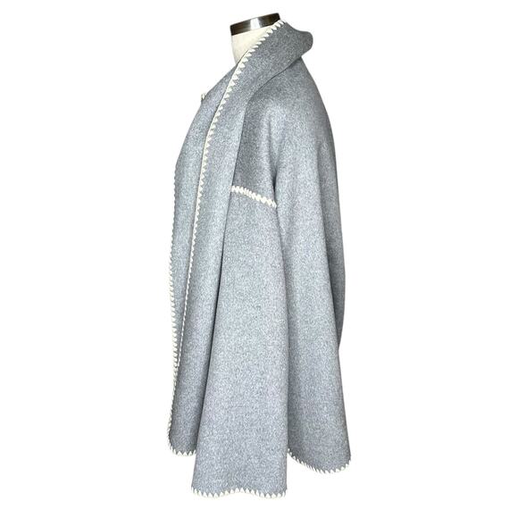 QUINCE Double Faced Merino Wool Scarf Coat Heather Grey Women's Size XL Neutral - Picture 4 of 11
